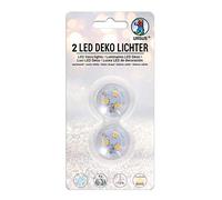 Ursus 18600000 - Luci decorative a LED, 2 pezzi, durata circa 12 ore, luce bianca calda, impermeabile, con batterie e cuscinetti adesivi, ideale come luce decorativa, per lanterne e come ricambio per