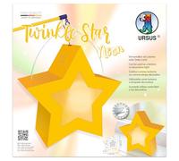 URSUS 1883 00 01-Twinkle Star Neon Yellow, 19,3 x 18,3 x 8 cm, 250 g/m², per realizzare, kit fai da te per sfilate e decorazioni di lanterne, One Size