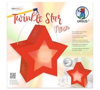 URSUS 1883 00 02-Twinkle Star Rosso, 19,3 x 18,3 x 8 cm, 250 g/m², per la Realizzazione, Kit Artigianale Fai da Te per sfilate di Lanterne, Neon Red, One Size