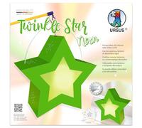 URSUS 1883 00 04-Twinkle Star Neon Green, 19,3 x 18,3 x 8 cm, 250 g/m², per la realizzazione, kit fai da te per sfilate di lanterne e decorazioni, One Size
