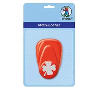Ursus 19470015 - Perforatore con Leva Piccola, Quadrifoglio, Rosso, Motivo punzonato, ca. 16 mm, in plastica con punzonatura in Metallo, Adatto per grammature da 160 220 g/m²