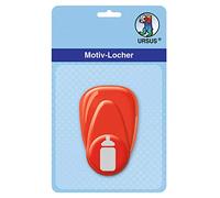 Ursus 19470063 - Perforatore a Forma di Leva, Piccola Bottiglia, Colore Rosso, Motivo punzonato, ca. 16 mm, in plastica con punzonatura in Metallo, Adatto per grammature da 160 220 g/m²