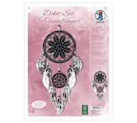 URSUS 21560002F - Set Decorativo acchiappasogni Nero/Argento, Contiene Materiale per 2 acchiappasogni, Stampato su Entrambi i Lati, Varie Parti punzonate, Perline, Cordino