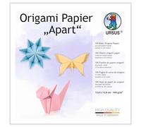 URSUS 2299 55 99 Origami Apart, Fogli, 100 g/m², 13,8 x 13,8 cm, 25 Colori Assortiti, Tinta Unita e a Coste, Carta Pieghevole per bricolage, Fai da Te e Decorazione, Multicolor, One Size