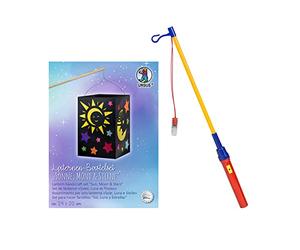 Ursus 2370099 - Kit per la creazione di lanterne Sole, Luna e Stelle, circa 14 x 20 cm, Set con base, coperchio e fondo della lanterna in cartoncino fotografico nero, manico e istruzioni per il fai da