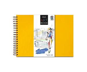 Ursus 25310015-Libro Nero, 200g/mq con Robusta Rilegatura a Spirale, Copertina Rigida Idrorepellente, Protegge Le opere d'Arte e i bozzetti handlettering, Colore Giallo Sole, 25310015