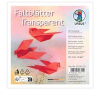 Ursus 2536122-Fogli Rosso Trasparente, 42 g/m², 100 Fogli piegati 14 x 14 cm, Tinta Unita, Colore Red, 2536122