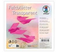 Ursus 2536151-Fogli Trasparenti, 42 g/m², 100 Fogli piegati 14 x 14 cm, Tinta Unita, Colore Eosin, 2536161