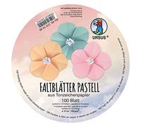 URSUS 3157499 - Fogli pieghevoli rotondi Pastell, in carta da disegno colorata, 100 fogli, 130 g/mq, colori assortiti, diametro: 15 cm, elevata brillantezza e resistenza alla luce