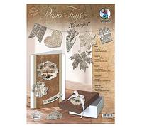URSUS 40980001 Paper Tags in Vintage Design, ciondolo in cartoncino fotografico stampato su entrambi i lati, 300 g/mq, laser in diversi motivi, 5 fogli con 96 pezzi, colorato, taglia unica