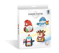 Ursus 4348 00 03F - Diamond Painting Mini Deco Lights "Winter", set di artigianato per bambini, set di 4 per la progettazione e la decorazione creativa, con pietre e motivi diamantati