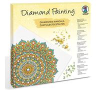 Ursus 43520007F - Diamond Painting Mandala Set 7, set artigianale con tela e pietre nei toni del menta, arancio e giallo