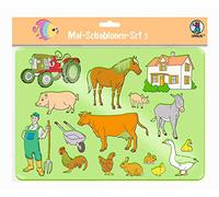 URSUS 44100003 Mal Set 3 per bambini, 6 stencil trasparenti con diversi motivi, plastica e 6 disegni colorati, multicolore, 26,8 x 18,9 x 0,2 cm