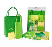 Ursus 51280002 - Set di Sacchetti Regalo Verdi, 3 Sacchetti con 3 Fogli di Carta, cartellini, Buste e Accessori per la Decorazione, per la Progettazione Creativa