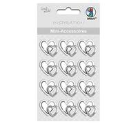 Ursus 56900001F - Mini Accessori, Cuoricini Bianchi e argentati con Tre Piccoli Pietre Decorative, 12 Pezzi, Oro