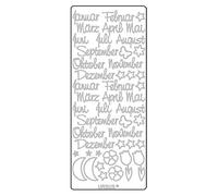 Ursus 593100123 - Adesivi creativi con Nome del Mese, Argento, 5 Fogli di Adesivi, autoadesivi, Facili da Rimuovere, Ideali per Creare Biglietti, Scrapbooking e Decorare Regali