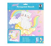 Ursus 8420018 - Immagine a Mosaico in Gomma espansa Glitterata Kittycorn, Set Fai da Te per un'immagine Adesiva in Adesivi in Gomma espansa, ca. 25 x 25 cm, con Supporto