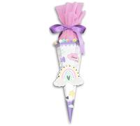 Ursus 989 00 04 - Easy Line Mini Cono Scuola Arcobaleno, Viola, 6 Lati, Cartone Ondulato 3D pretagliato, 41 cm, Diametro Circa 15 cm, per Realizzare Un Cono di Zucchero