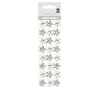 Ursus- Glitter Sticker Fiore, 24 Pezzi, Argento, Colore, 75000001