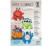 Ursus Paper Illuminies Little Monsters 57340001F - Set creativo per bambini per il fai da te di 4 mini luci mostre, con parti pretagliate e istruzioni, multicolore