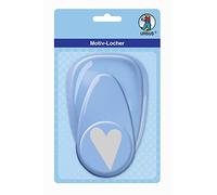 URSUS Perforatore in plastica Maxi, Cuore, Circa 50,8 mm, Facile da Usare Grazie alla Funzione a Leva e al Pratico Dispositivo di Raccolta, Blu, 50.8