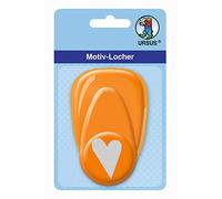 URSUS Perforatore in plastica Media, a Forma di Cuore, Circa 25,4 mm, Facile da Usare Grazie alla Funzione a Leva e al Pratico Dispositivo di Raccolta, Colore: Arancione