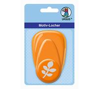 URSUS Perforatrice in plastica Media, con Motivo a Rami di Foglie, Circa 25,4 mm, Facile da Usare Grazie alla Funzione a Leva e al Pratico Dispositivo di Raccolta, Colore: Arancione