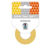 Ursus Set di 3 rotoli di nastro glitterato da 15 mm x 5 m, colore: oro/argento/rame