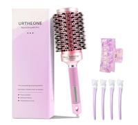 URTHEONE Spazzola rotonda per capelli per asciugatura, strumento di styling ionico in ceramica con setole miste e fermagli per capelli, per acconciature lisce e voluminose su capelli lunghi (5,3 cm)