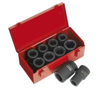 Urto Presa Set 10pc Profondo 1 " Sq Drive Metrico/Imperial AK689 Sealey Nuovo