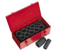 Sealey Metric Imperial Set Bussole Profonde 13pc 1.9cmD Singolo Esagonale AK687