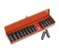 Urto Presa Set 16pc Profondo 1.3cmSq Guida Metrica/Imperial - Sealey AK685 Nuovo