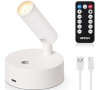 URTOM Spot LED senza fili da interno con telecomando - Intensità variabile - Funziona a pile con timer - Spot ricaricabile - Per decorazione murale di piante