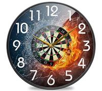 urtradezz Darts Board in Fire and Water Orologio da parete rotondo da 24 cm silenzioso a batteria al quarzo analogico silenzioso orologio da scrivania per casa, ufficio, scuola