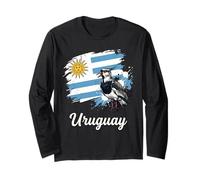 Uruguay Bandiera Sud Pavoncella Uccello Grunge Art Maglia a Manica