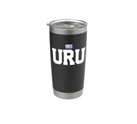 Uruguay Country Code with Flag Trendy College Font Bicchiere termico in acciaio inox doppia parete