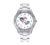 Uruguay - Orologio da uomo con bandiera degli Stati Uniti, in acciaio inox, analogico, al quarzo, per affari, Stile:, regular, Bracciale