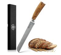 URUMAH Coltello da pane Damasco 67 strati in acciaio inossidabile Coltello da cucina con lama seghettata, manico in legno di ulivo, custodia protettiva e cofanetto regalo.