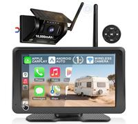 URVOLAX Telecamera auto retromarcia wireless E Apple CarPlay/Android Auto portatile da 7 pollici, Batteria 10.000mAh con Solare, Visione Notturna Impermeabile per Camion,Camper (Primo Dell'Industria)