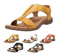 URWEIGH Sandali Ortopedici Da Donna Con Supporto Per L'arco Plantare, Sandali Piatti Da Donna Con Supporto Per L'arco Plantare Ortopedico, Sandali Slip on Con Punta Aperta (38,Giallo)