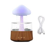 URYJPQM umidificatore Nuvola di Pioggia a Fungo gocciolamento d'Acqua diffusore umidificatore a Nebbia d'Aria con 7 Colori di Luce e Suono a Goccia d'Acqua per un'atmosfera Rilassante,Wood Grain