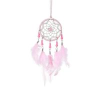 URYVAIW Acchiappasogni, Rosa, Fatto a Mano, Ø8cm, Lunghezza Totale 22cm, con Piume & Perline, per Camera da Letto & Cameretta, Protezione contro gli Incubi, Regalo Decorativo