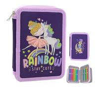 Uryxery Astuccio per matite, 21,3 x 14,9 x 6,6 cm, tessuto Oxford a doppio strato con 3 scomparti, grande capacità, simpatico cartone animato ballerina, portapenne elastico per danza e lezioni d'arte