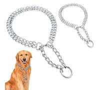 Uryxery Collare a Strozzo 48-55 cm, Collare a Catena in Acciaio Inox, Martingale Regolabile - Set da 2 per Cani Medi e Grandi, Maglie Arrotondate, Anello per Guinzaglio
