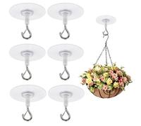Uryxery Ganci da Soffitto Senza Fori per Piante, Set di 6 Ganci Adesivi in Metallo per Vasi Sospesi, Lanterne e Zanzariere, Installazione Rapida su Superfici Lisce