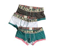URYYRIT Boxer Uomo 3 Pezzi Mutandine da Uomo Pantaloncini da Mastro Pugile Maschi A Colori Solidi Boxer Cotone Morbido A metà Vita-B,L,3Pcs