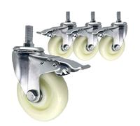 URZTJPJV M20 Ruote Girevoli con Perno Filettato, 75/100/125mm Ruota Pivotanti in Nylon for Mobili, Rotelle da Trasporto con Freno, Set da 4 Rotelle Ruotabile Pesanti(M20*60,100mm)