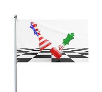 Us America And Iran Kings Chess Fighting Over A Chess Board Bandiera Da Giardino Resistente Alle Intemperie Bandiera Durevole Flag Per Prato Interno Balcone Feste 90X150Cm