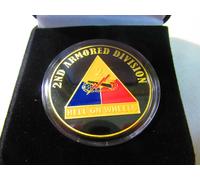 US Army 2nd Armored Divisione " Hell Su Ruote " Moneta di Sfida W/Astuccio