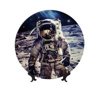 US Astronauta Viaggio Luna Bone China Piatti Decorativi 10 "Personalizzato Ceramica Decorativo Piatto con Espositore Ornamenti in Ceramica Arte Piatto di Porcellana per Casa Ufficio Decorazione Da